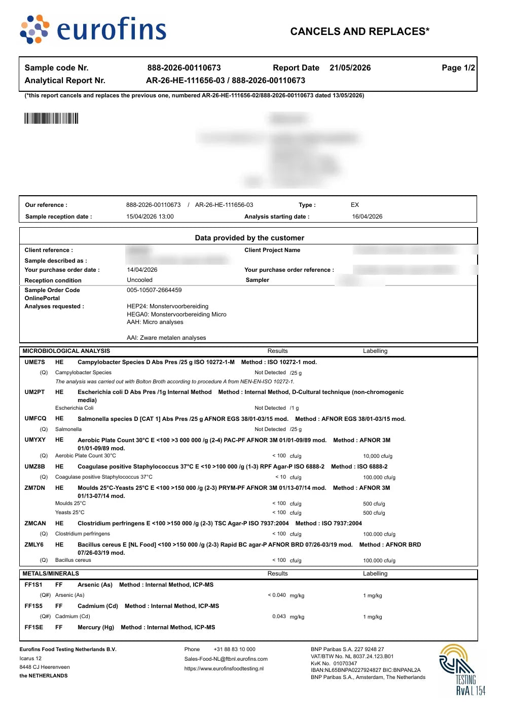 Première page du rapport d’analyse